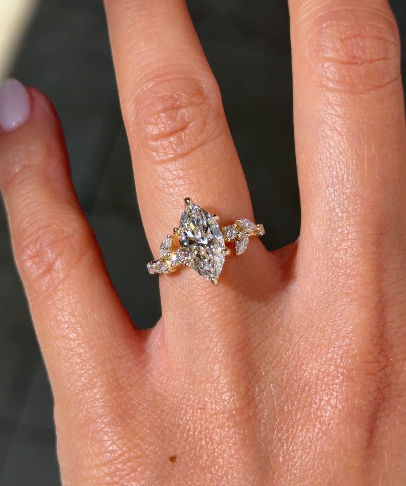 2.04ct F - VVS2 Marquise Lab Diamond Sage - PBD Engagement Rings