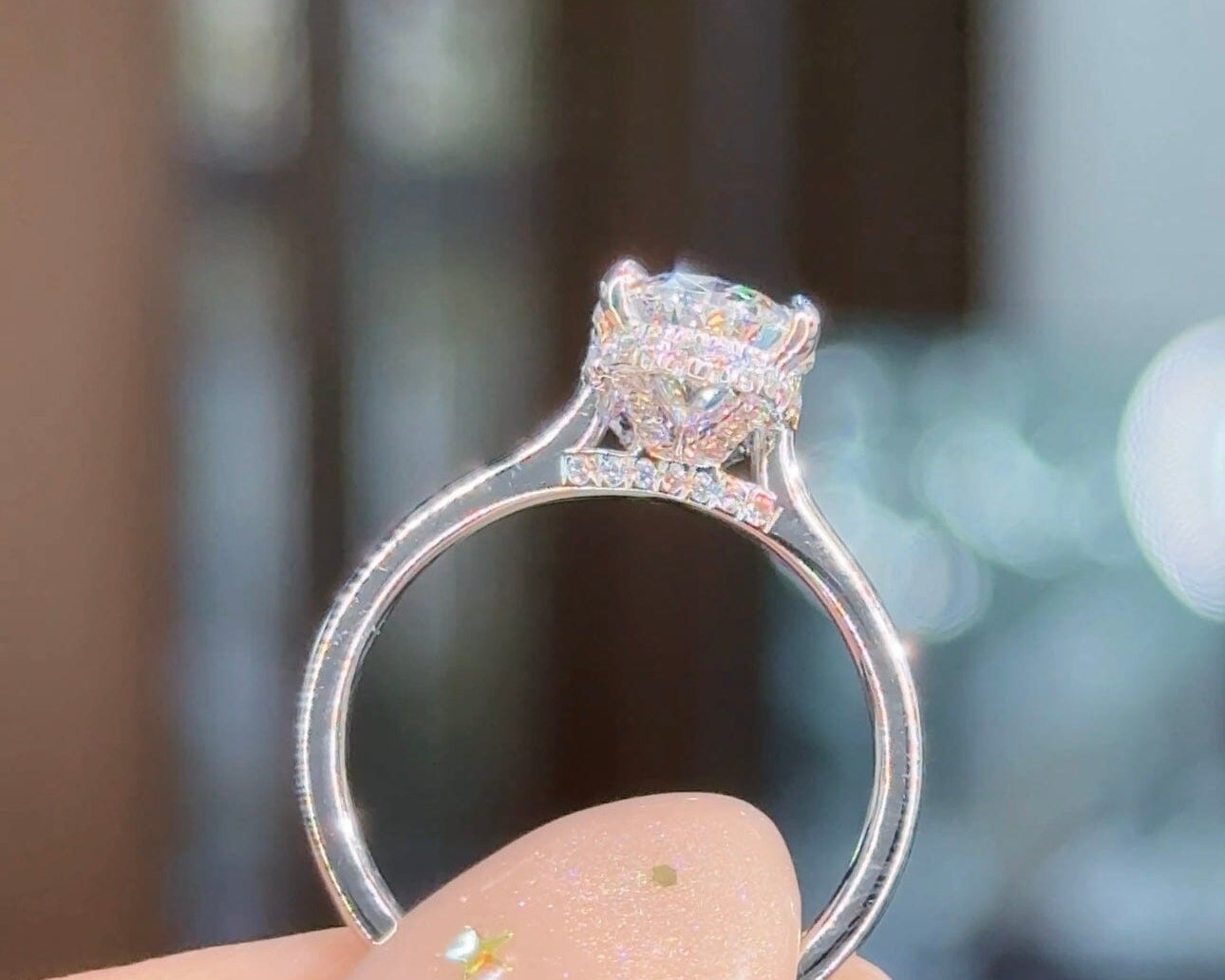 2.05ct E-VS1 Oval Lab Diamond Stella Engagement Rings Princess Bride Diamonds 