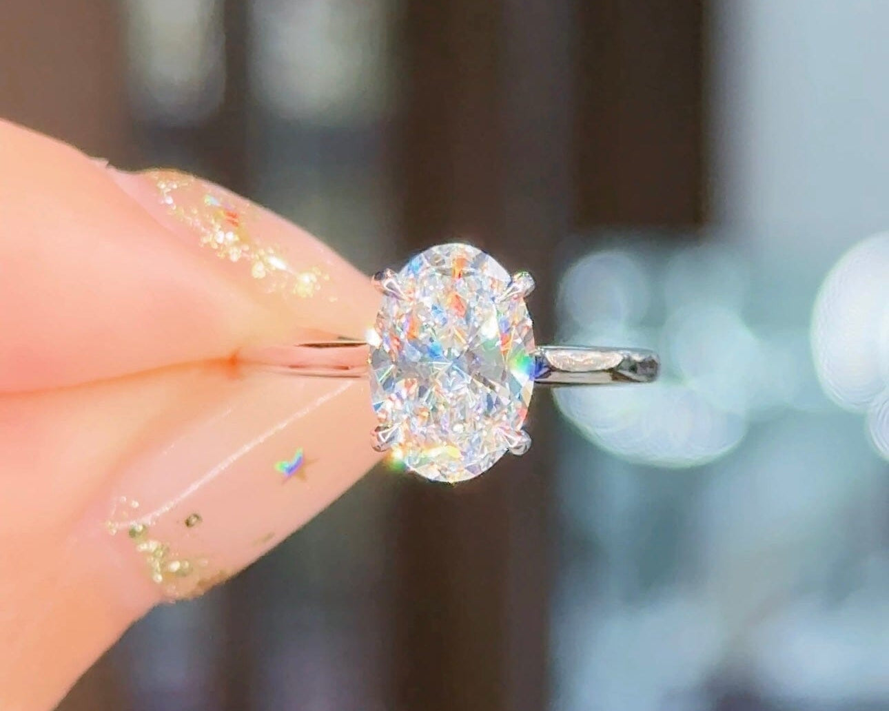 2.05ct E-VS1 Oval Lab Diamond Stella Engagement Rings Princess Bride Diamonds 