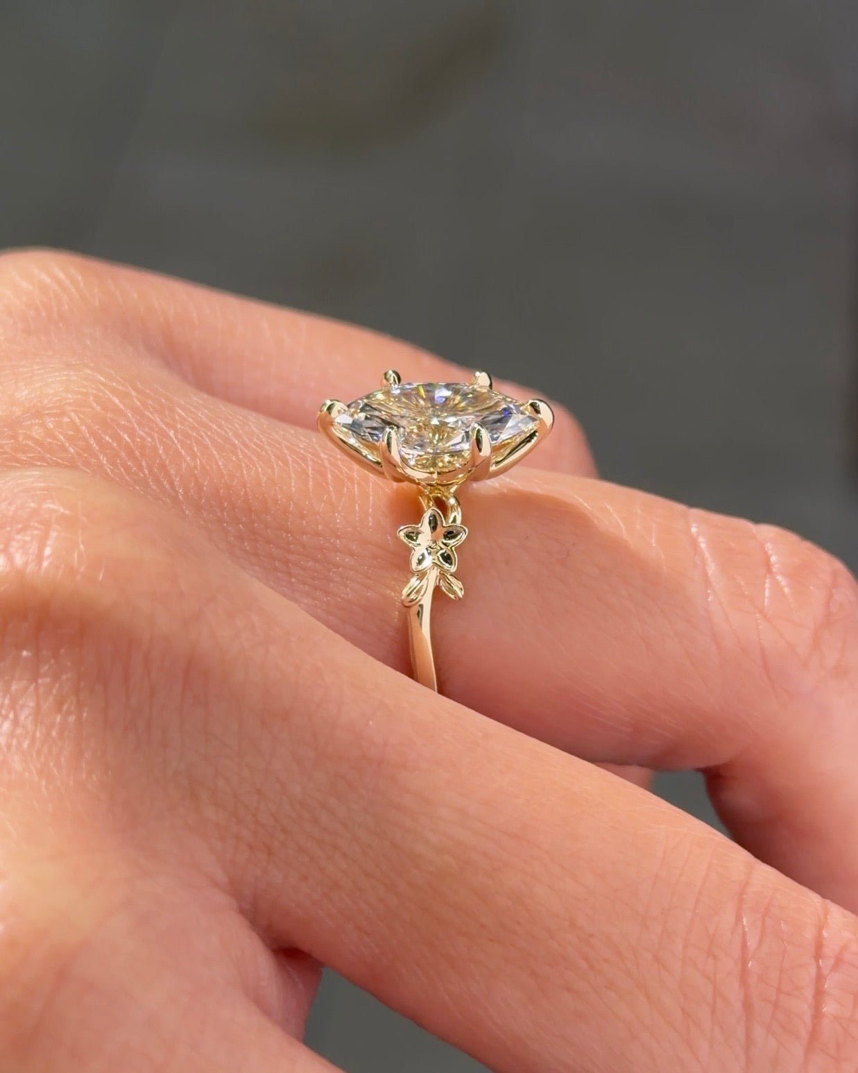 2.05ct E-VVS2 Marquise Lab Diamond Plumeria - PBD Engagement Rings