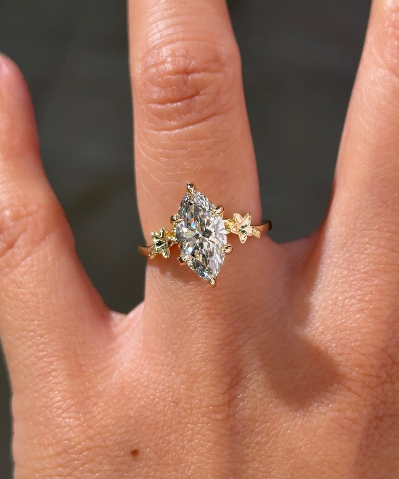 2.05ct E-VVS2 Marquise Lab Diamond Plumeria - PBD Engagement Rings