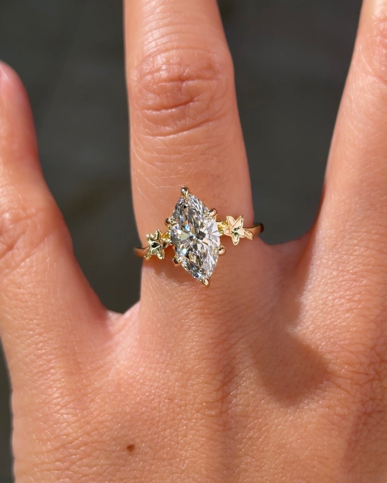 2.05ct E-VVS2 Marquise Lab Diamond Plumeria - PBD Engagement Rings
