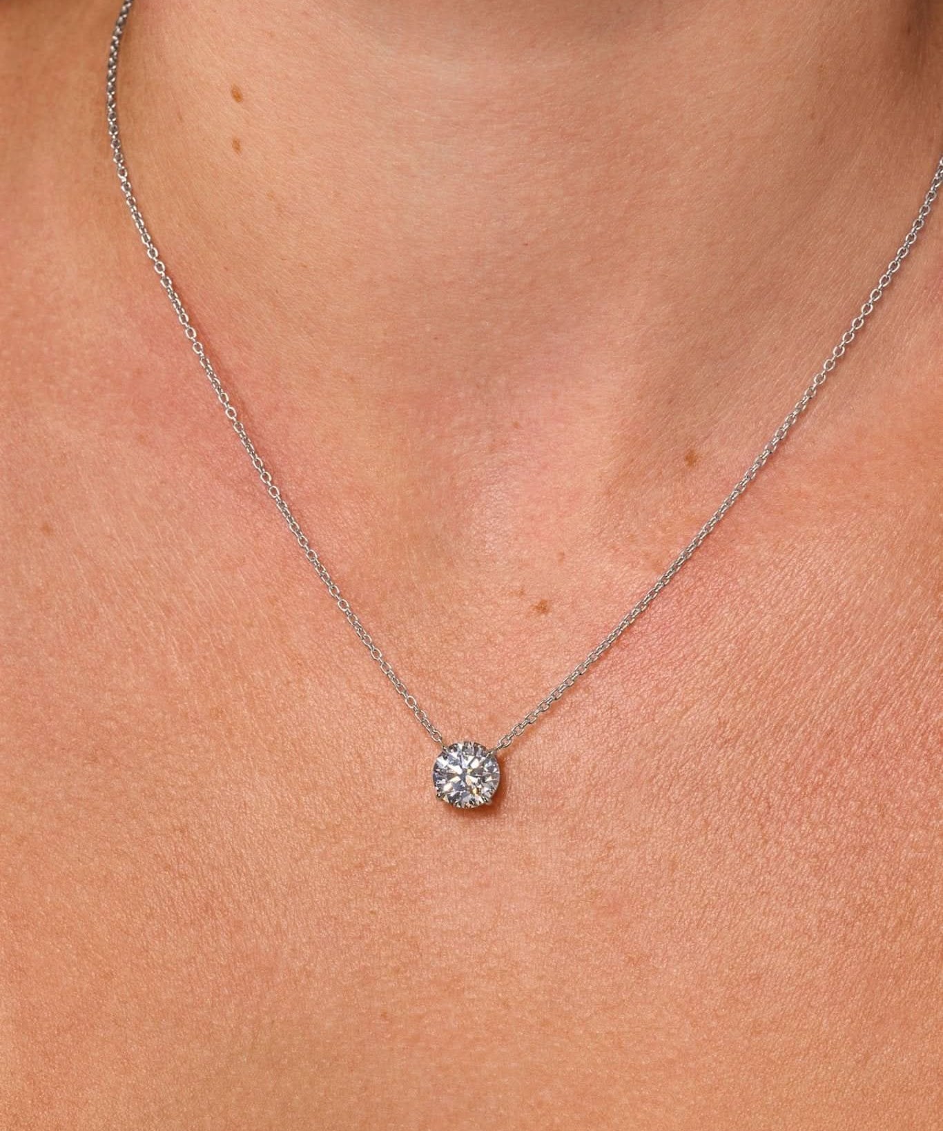 2.05ct F - VS1 Core Round Solitaire Necklace - PBD Necklaces