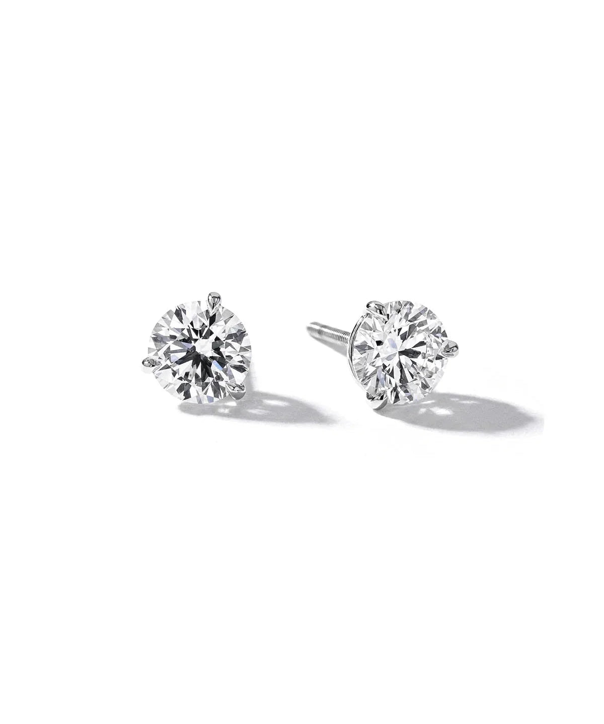 2.05ct Round Diamond Martini Studs | Screw-Backs | 14K White Gold - PBD Earrings