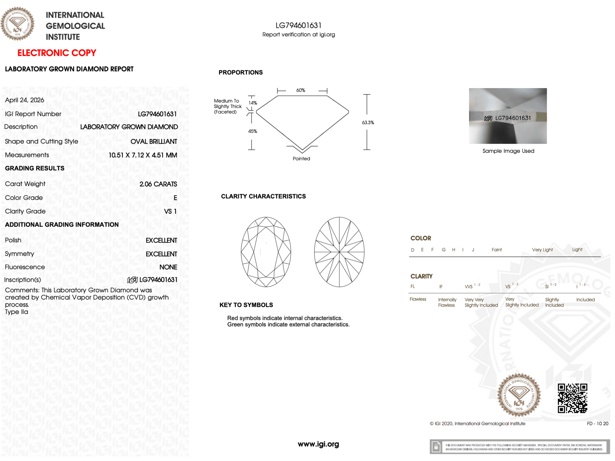 2.06 Carat E-VS1 Oval Lab Grown Diamond - IGI (126409) - PBD Loose Diamond