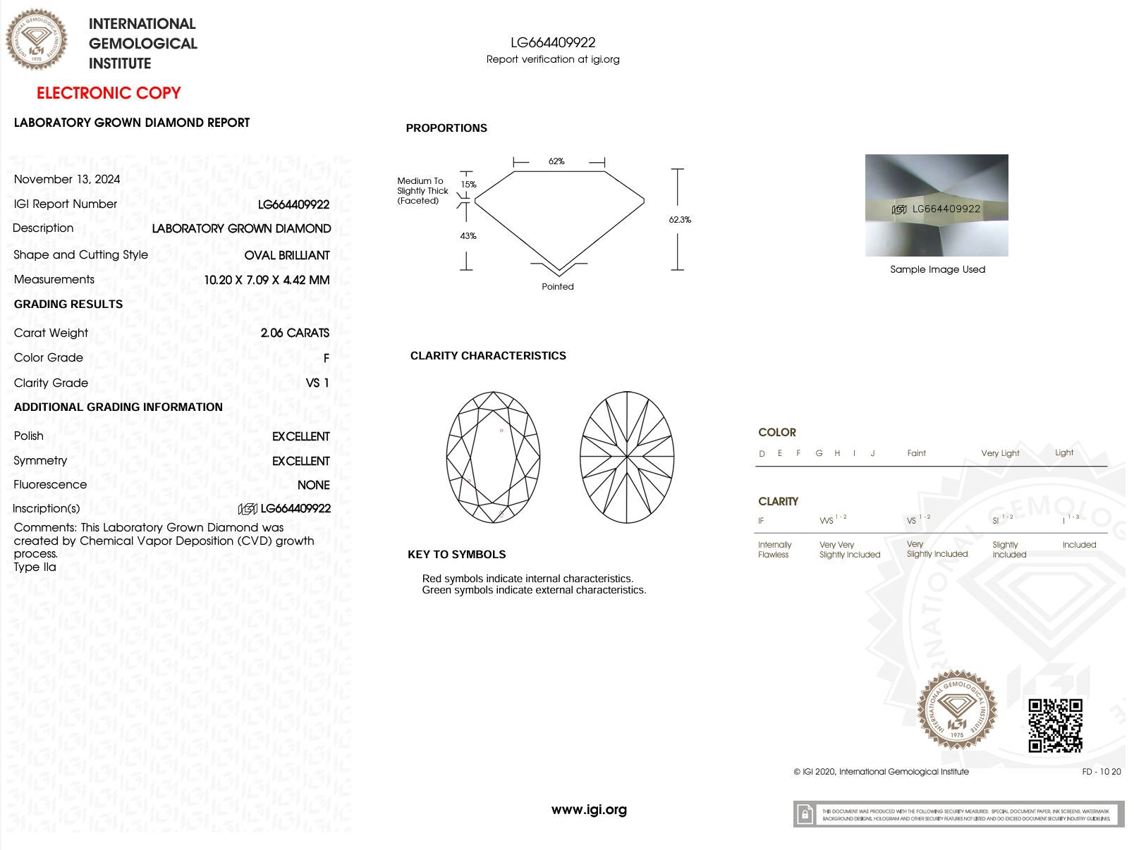 2.06 Carat F-VS1 Oval Lab Grown Diamond - IGI (#51467) Loose Diamond Princess Bride Diamonds 