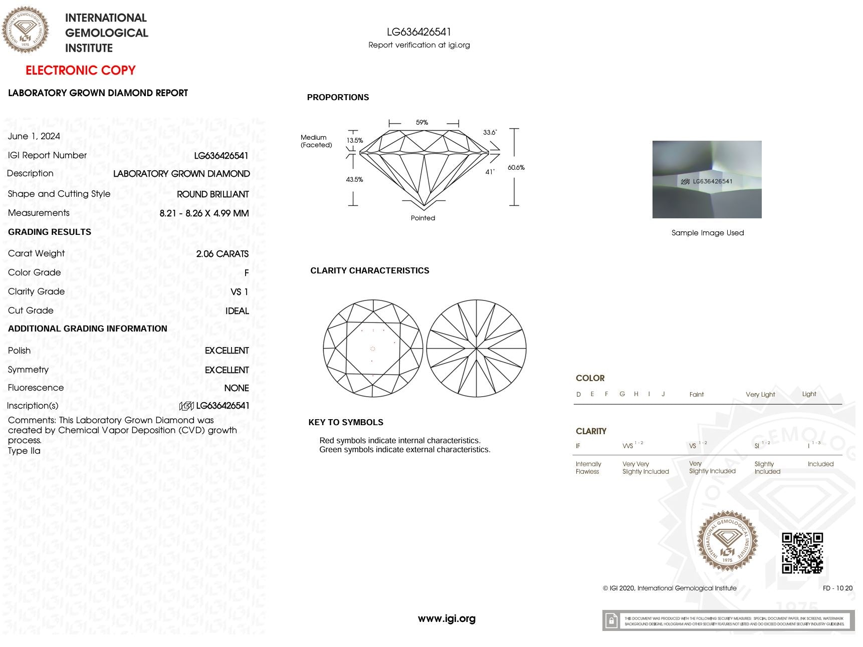 2.06 Carat F-VS1 Round Lab Grown Diamond - IGI (#5576) Loose Diamond Princess Bride Diamonds 