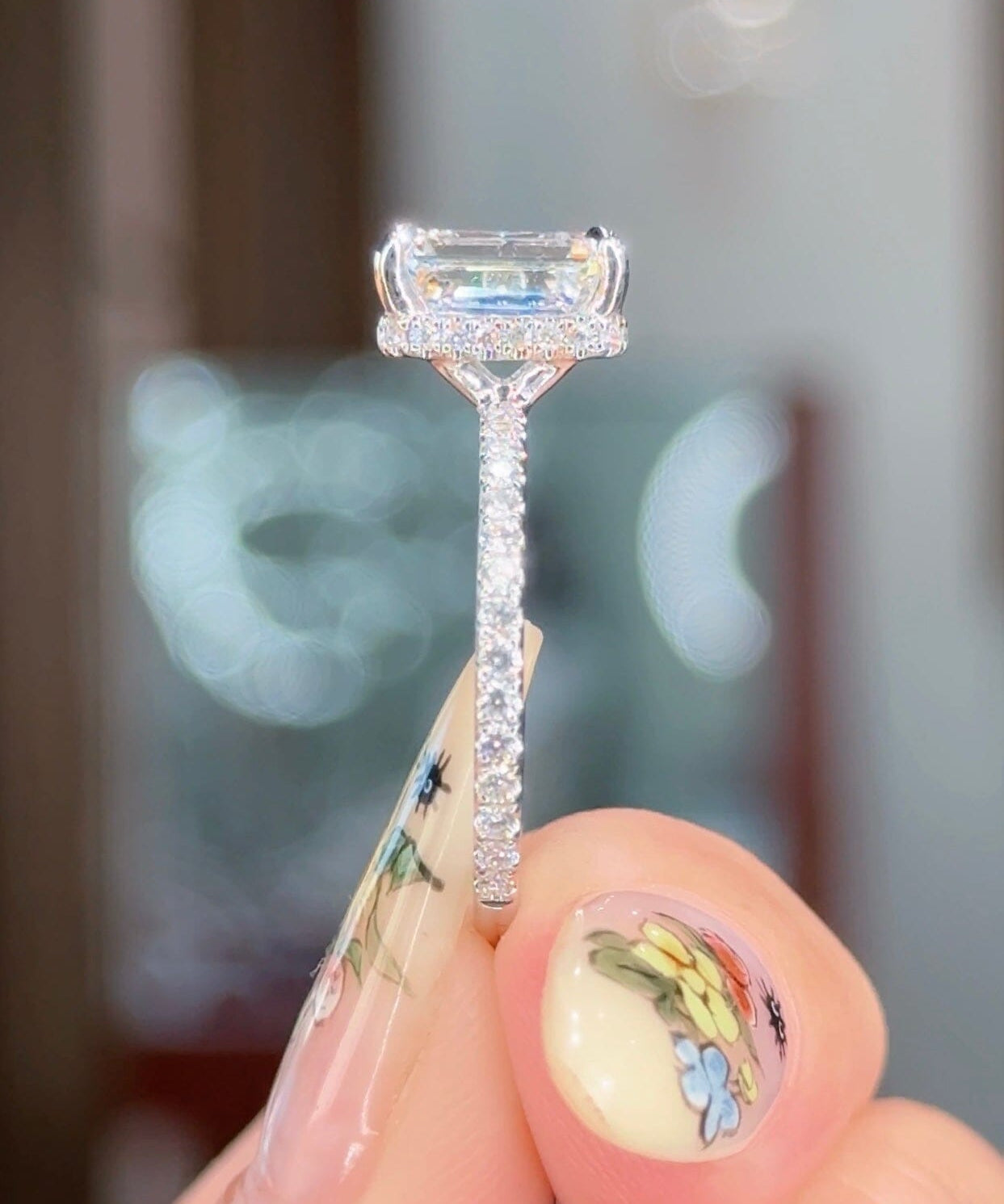 2.06ct D-VS1 Emerald Lab Diamond Stephanie Engagement Rings Princess Bride Diamonds 