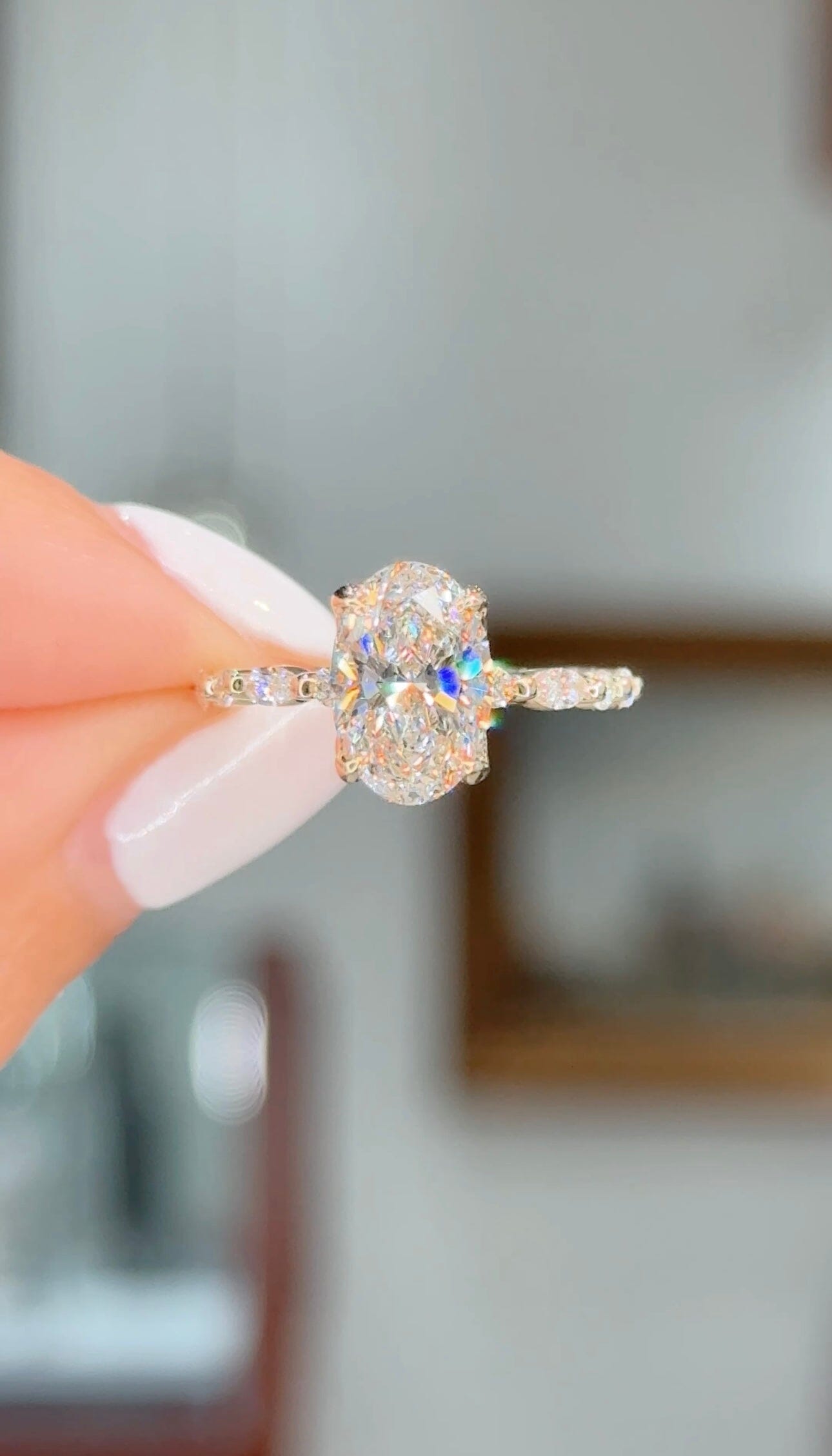 2.06ct F-VS1 Oval Lab Diamond Azalea Engagement Rings Princess Bride Diamonds 