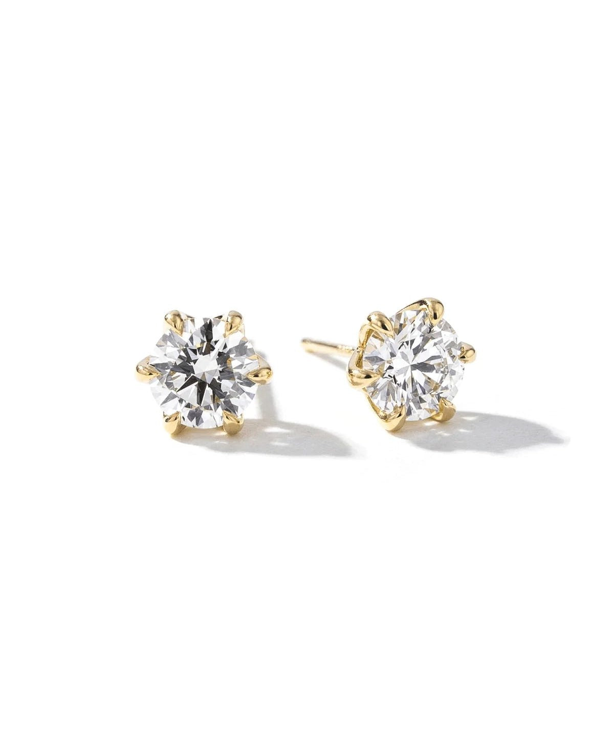 2.06ct Round Diamond Caraline Studs | Push-Backs | 14K Yellow Gold - PBD Earrings
