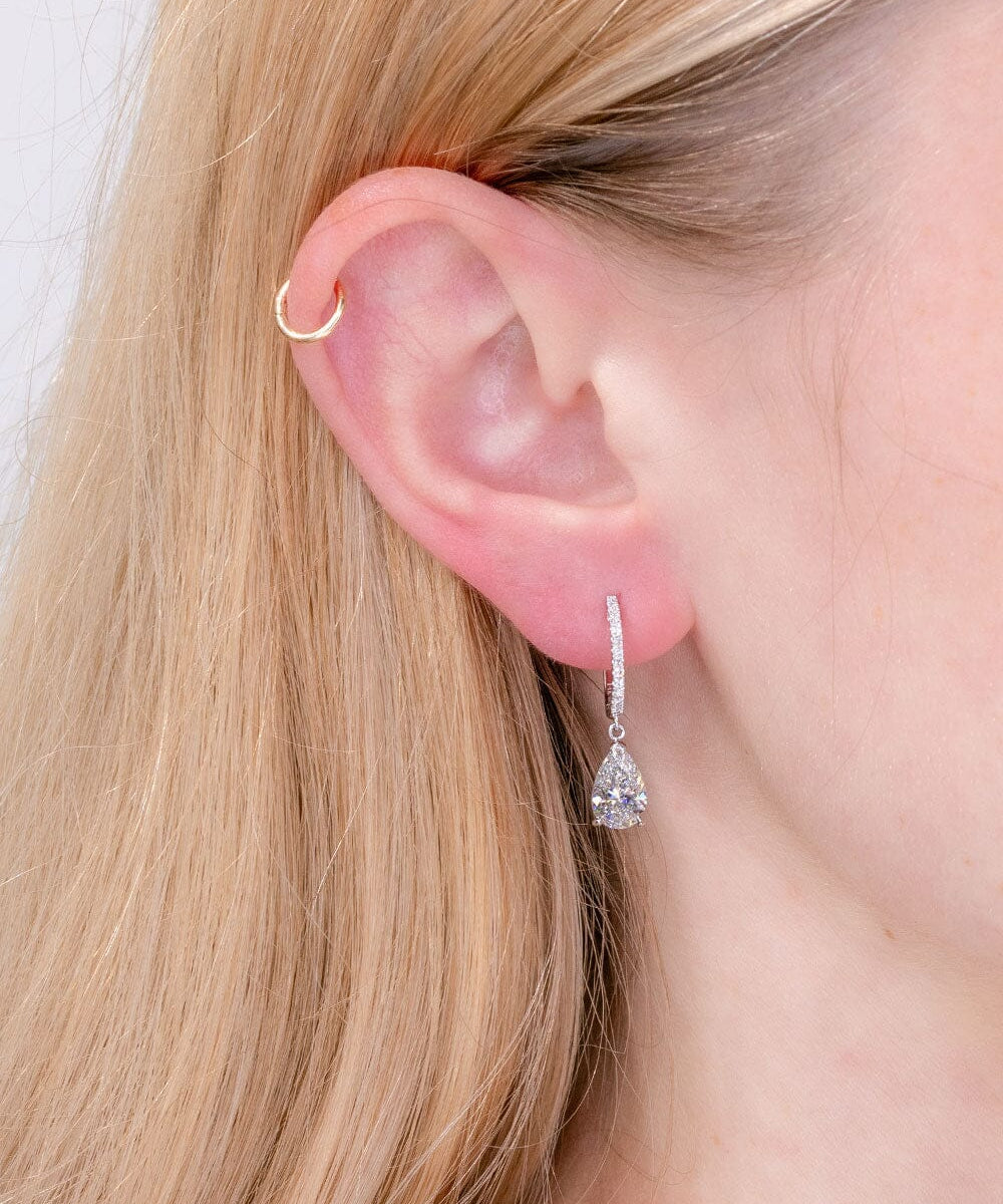 2.06ctct F-VS1 Lab Diamond Pear Drop Hoops Earrings Princess Bride Diamonds 