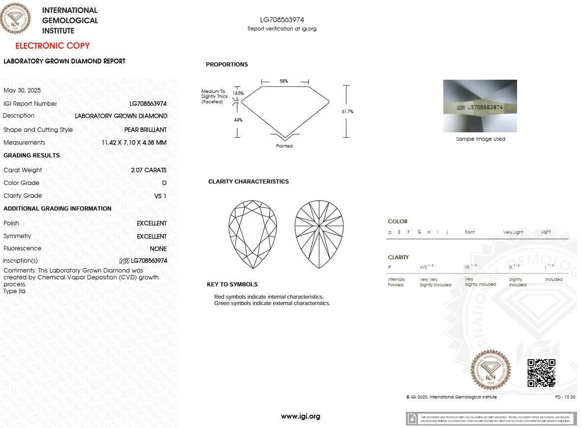 2.07ct D - VS1 Pear Lab Diamond Leilani - PBD Pending