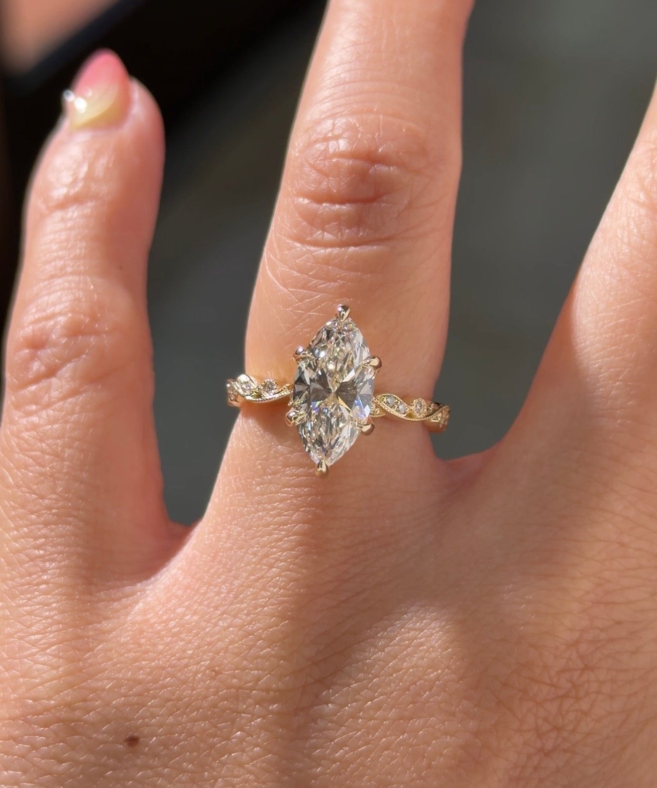 2.07ct D-VVS2 Marquise Lab Diamond Rosette - PBD Engagement Rings
