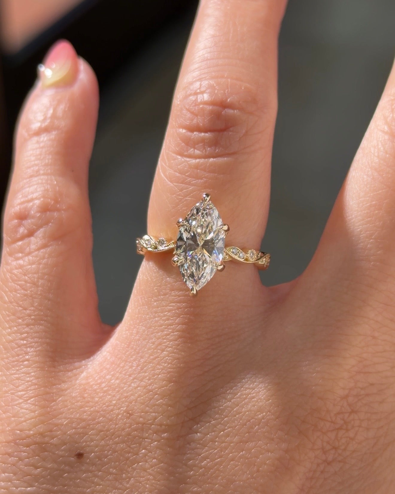 2.07ct D-VVS2 Marquise Lab Diamond Rosette - PBD Engagement Rings