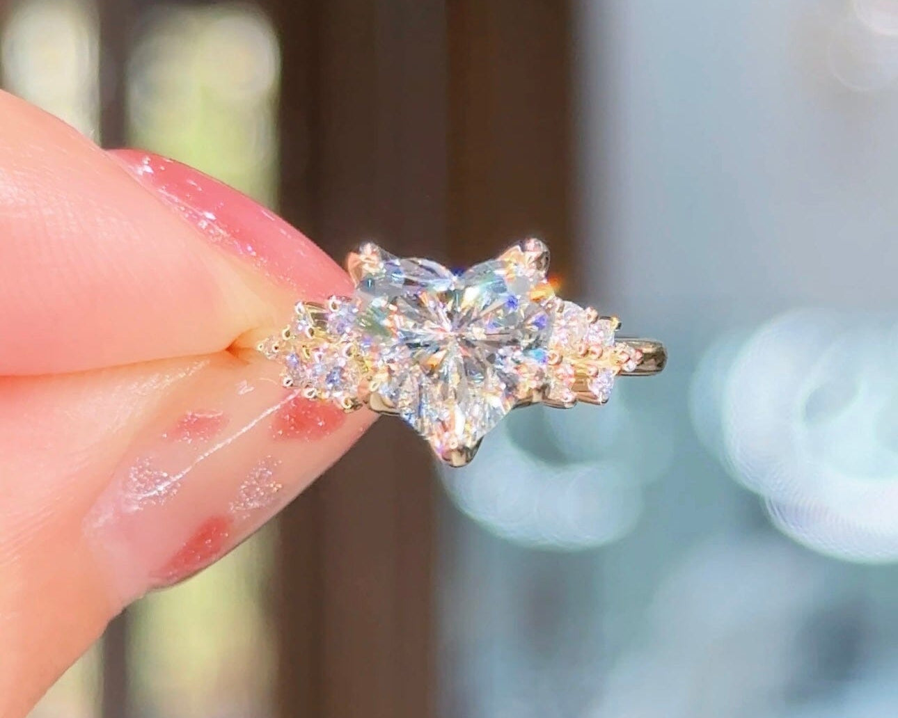 2.07ct E-VVS2 Heart Lab Diamond Nova Engagement Rings Princess Bride Diamonds 