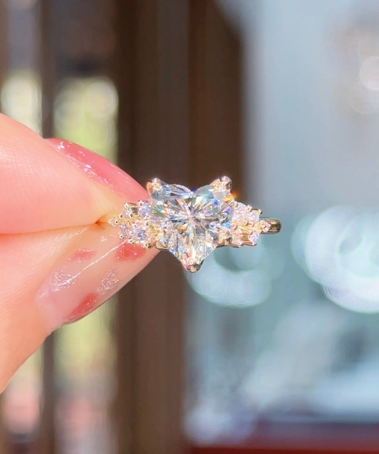 2.07ct E-VVS2 Heart Lab Diamond Nova Engagement Rings Princess Bride Diamonds 