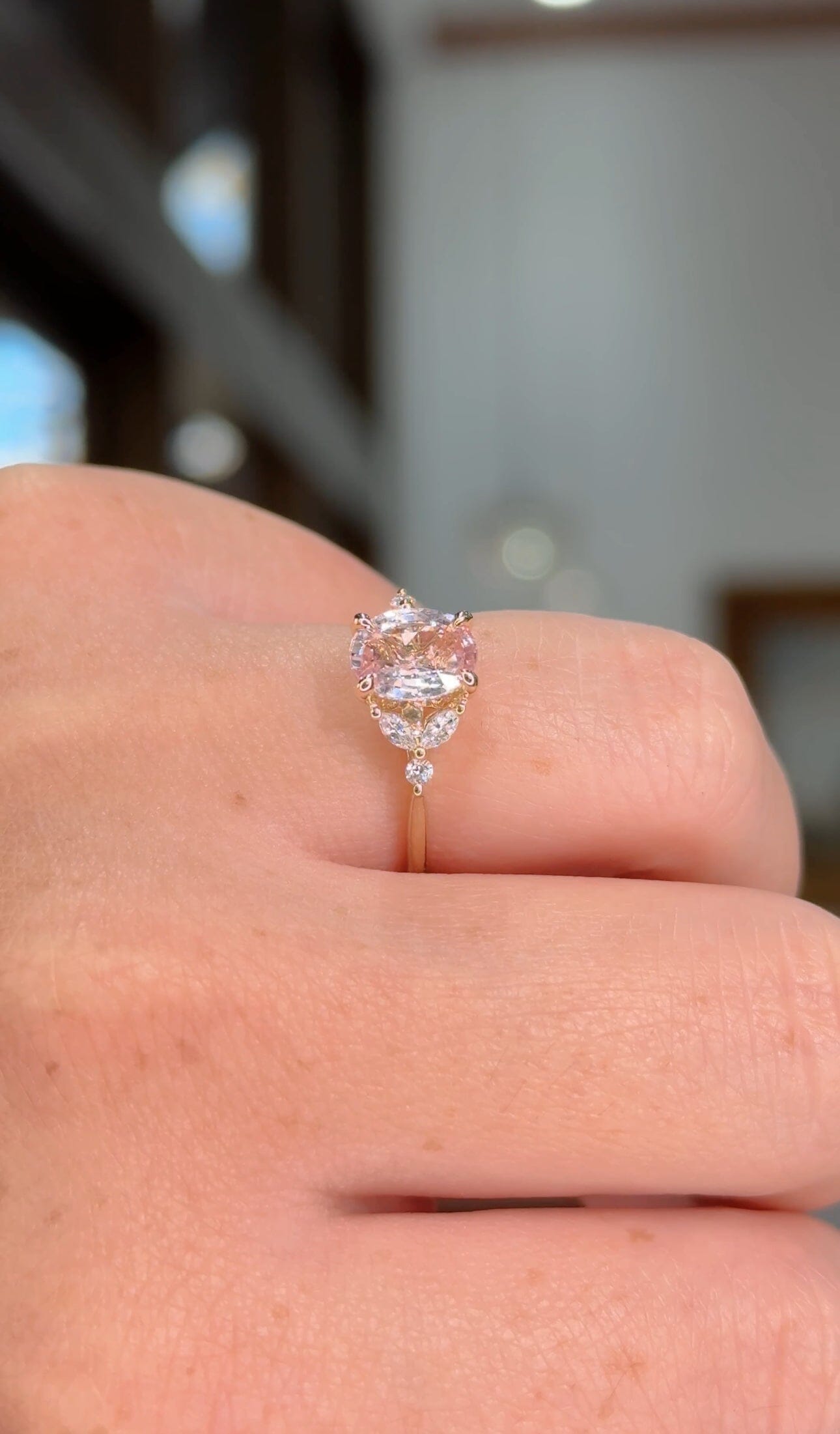 2.07ct Pale Pink Oval Sapphire Sarah Engagement Rings Princess Bride Diamonds 