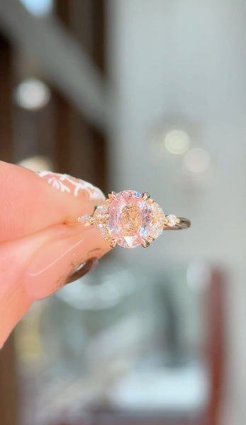Pink Sapphire Cushion Halo with Round Diamond, Cathedral Setting and  Milgrain Shank – The Classic Gem