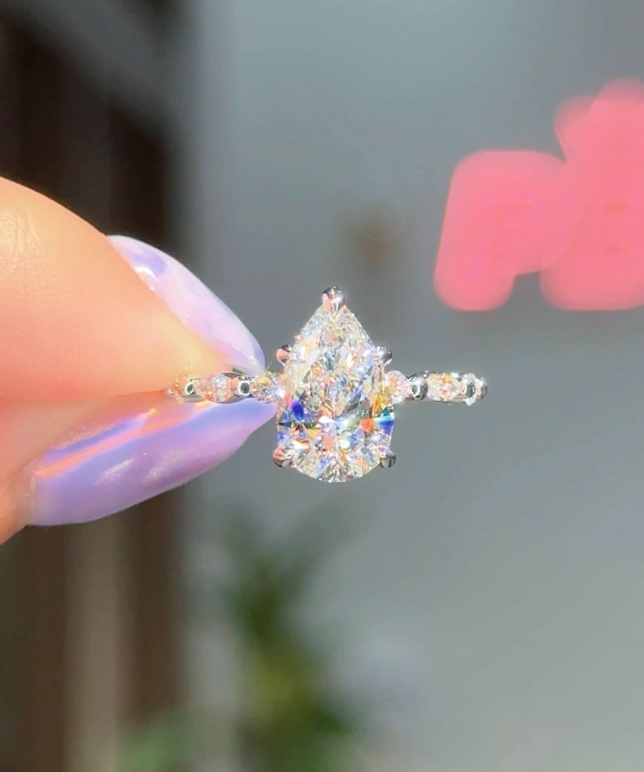 2.08ct D - VS1 Pear Lab Diamond Rei - PBD Engagement Rings