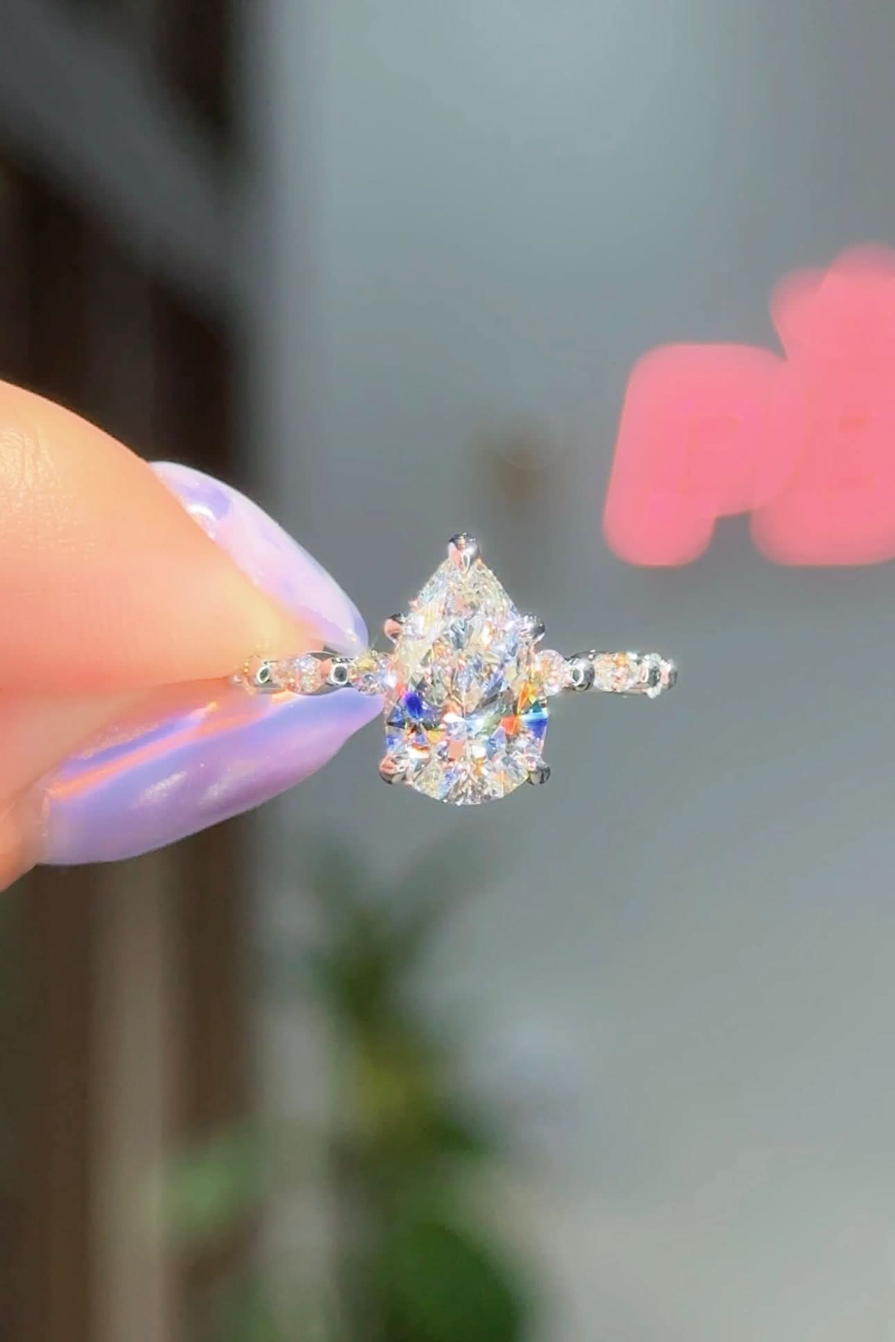 2.08ct D - VS1 Pear Lab Diamond Rei - PBD Engagement Rings