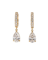 2.08ct Pear Drops| Pavé Huggie Hoops | 14K Yellow Gold