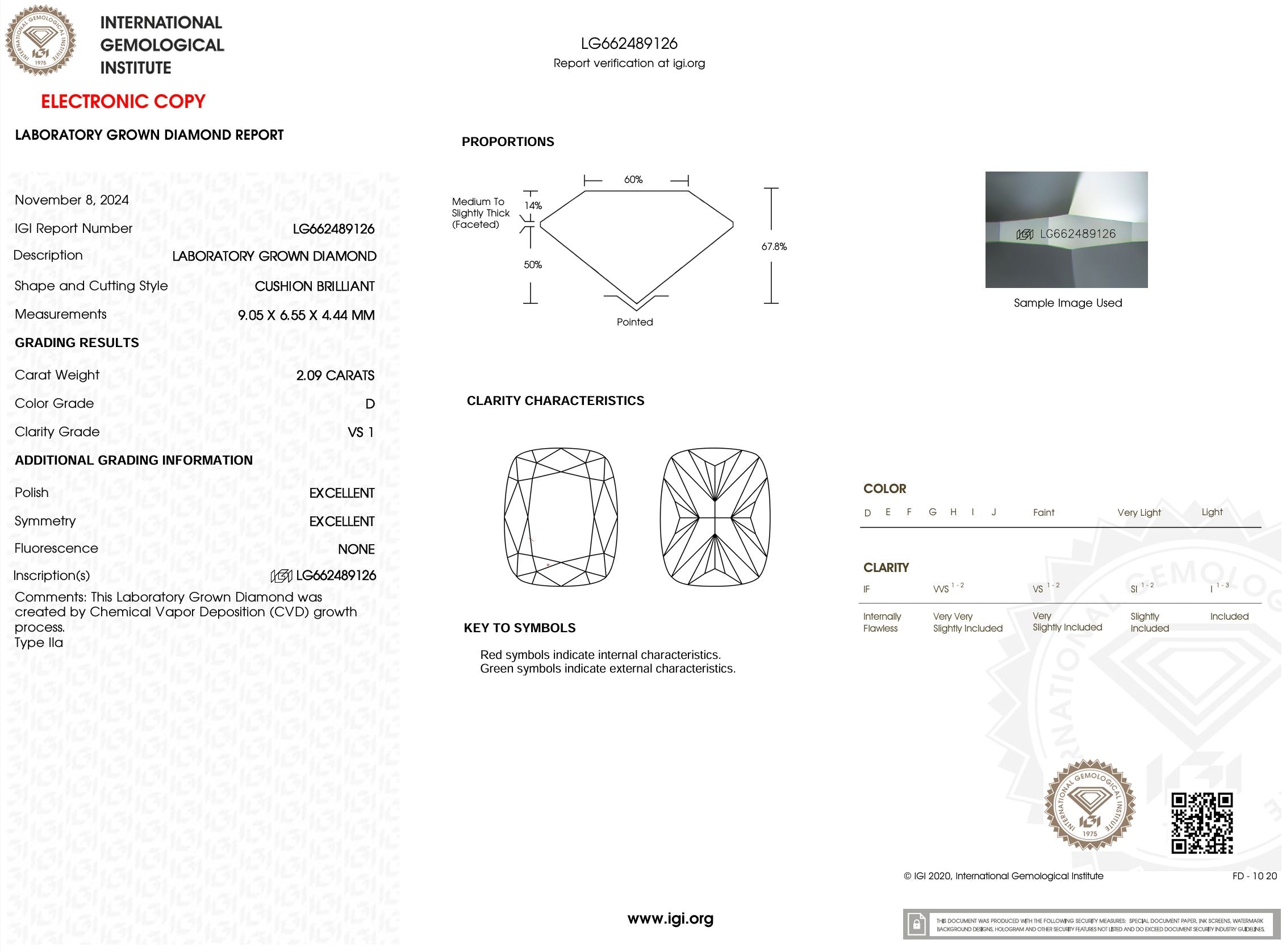 2.09 Carat D-VS1 Elongated Cushion Lab Grown Diamond - IGI (#53777) Loose Diamond Princess Bride Diamonds 