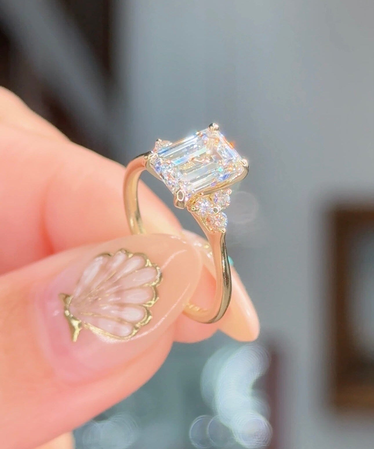 2.09ct D-VS1 Emerald Lab Diamond Lindsey Engagement Rings Princess Bride Diamonds 