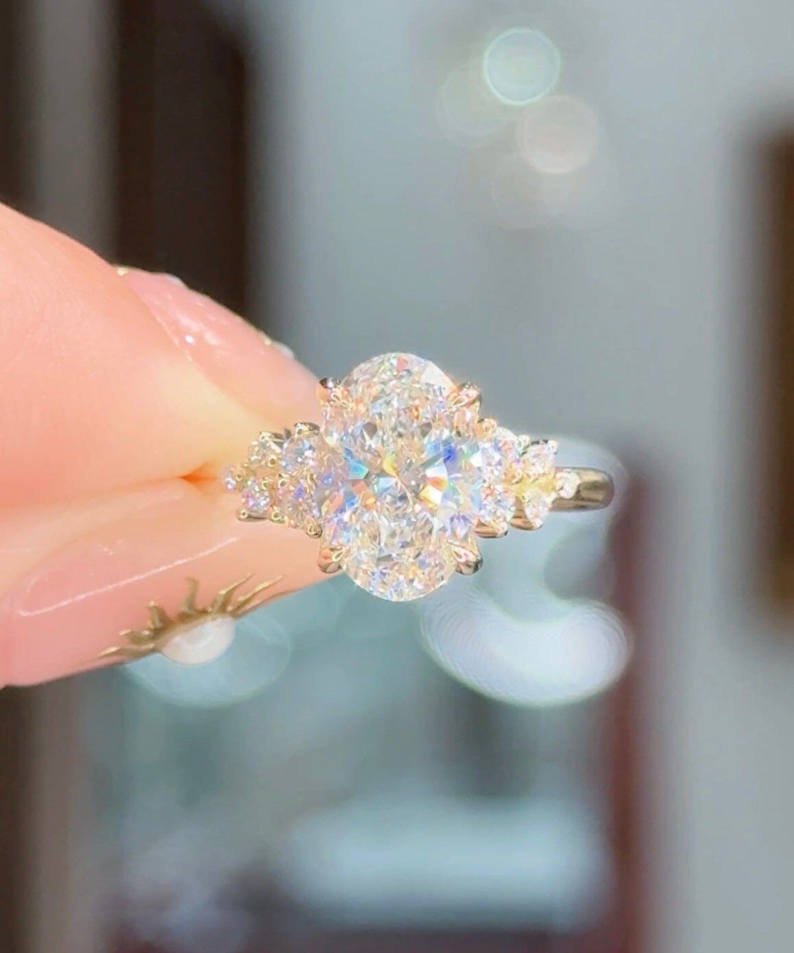 2.09ct D-VS1 Oval Lab Diamond Nova Engagement Rings Princess Bride Diamonds 