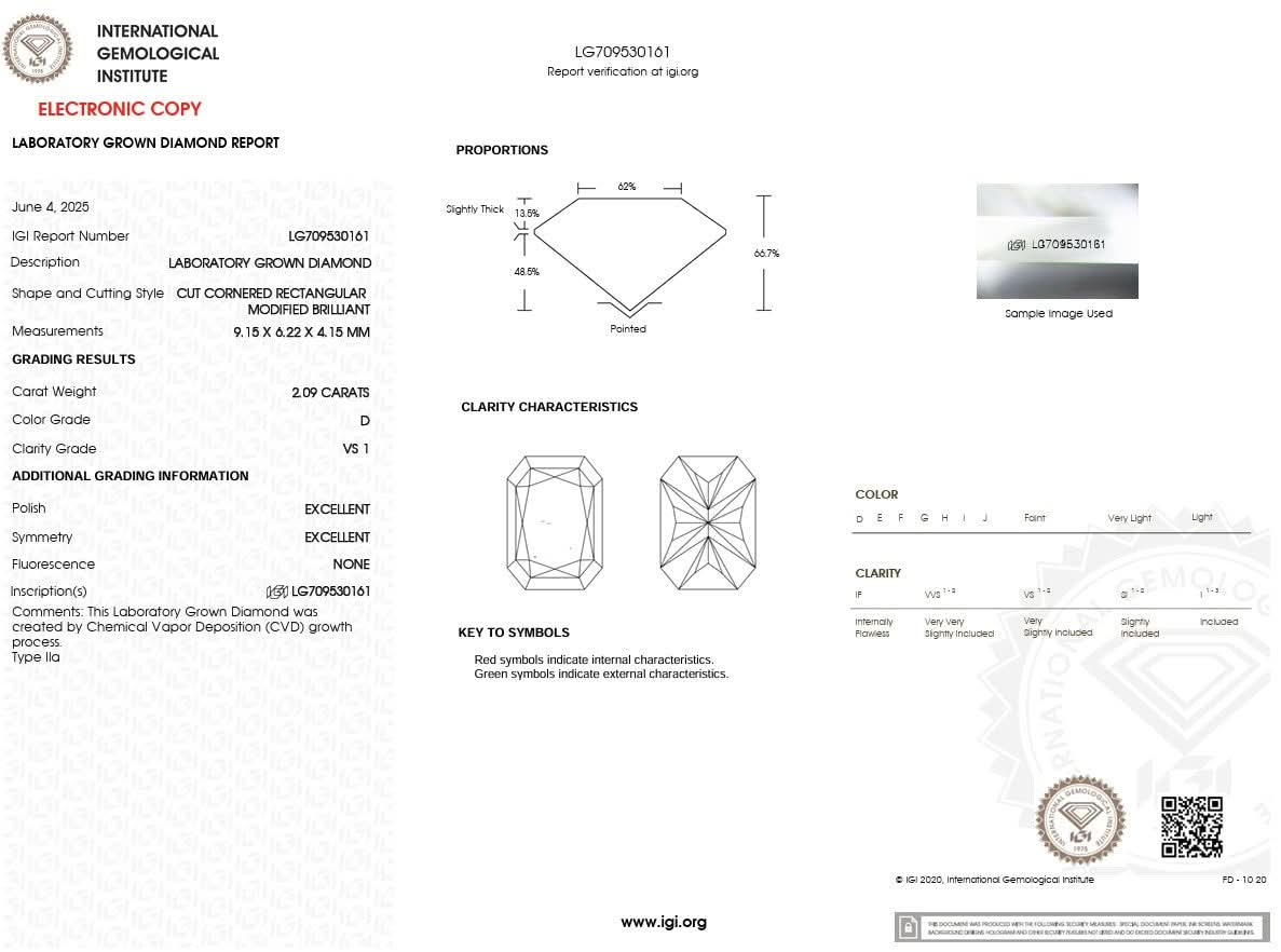 2.09ct D - VS1 Radiant Lab Diamond Caraline - PBD Engagement Rings