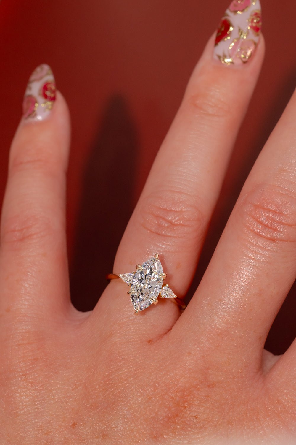 2.09ct F - VS1 Marquise Lab Diamond Petite Gracie - PBD Engagement Rings