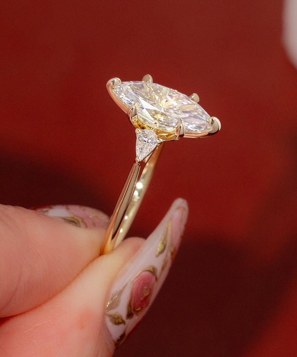 2.09ct F - VS1 Marquise Lab Diamond Petite Gracie - PBD Engagement Rings