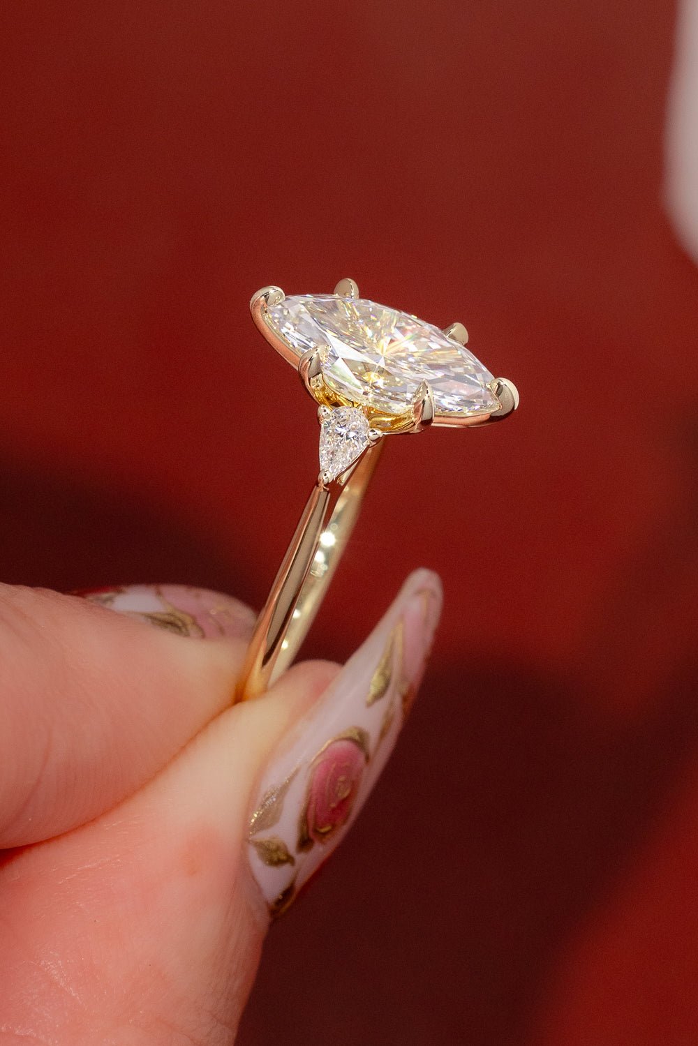 2.09ct F - VS1 Marquise Lab Diamond Petite Gracie - PBD Engagement Rings