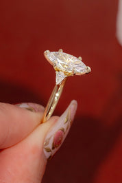 2.09ct F - VS1 Marquise Lab Diamond Petite Gracie - PBD Engagement Rings