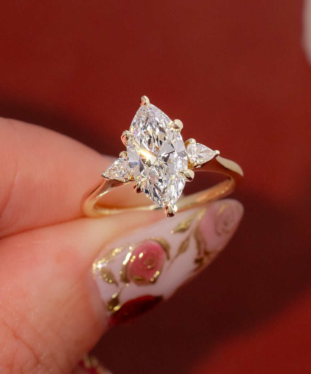 2.09ct F - VS1 Marquise Lab Diamond Petite Gracie - PBD Engagement Rings