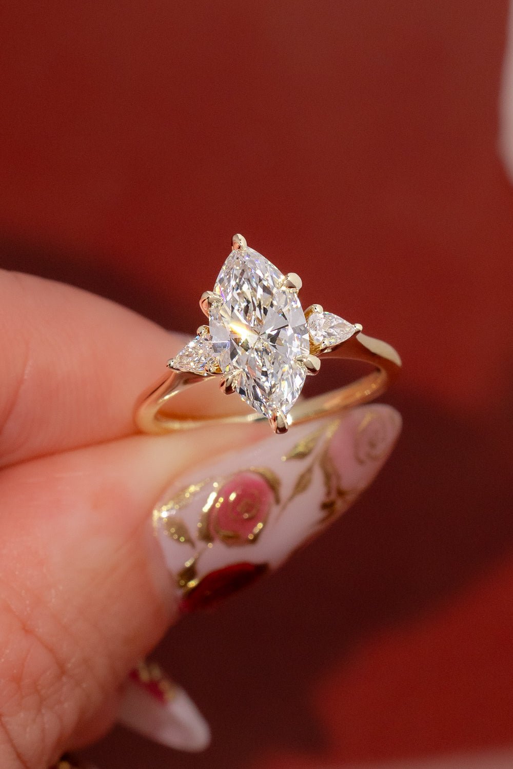 2.09ct F - VS1 Marquise Lab Diamond Petite Gracie - PBD Engagement Rings