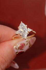 2.09ct F - VS1 Marquise Lab Diamond Petite Gracie - PBD Engagement Rings