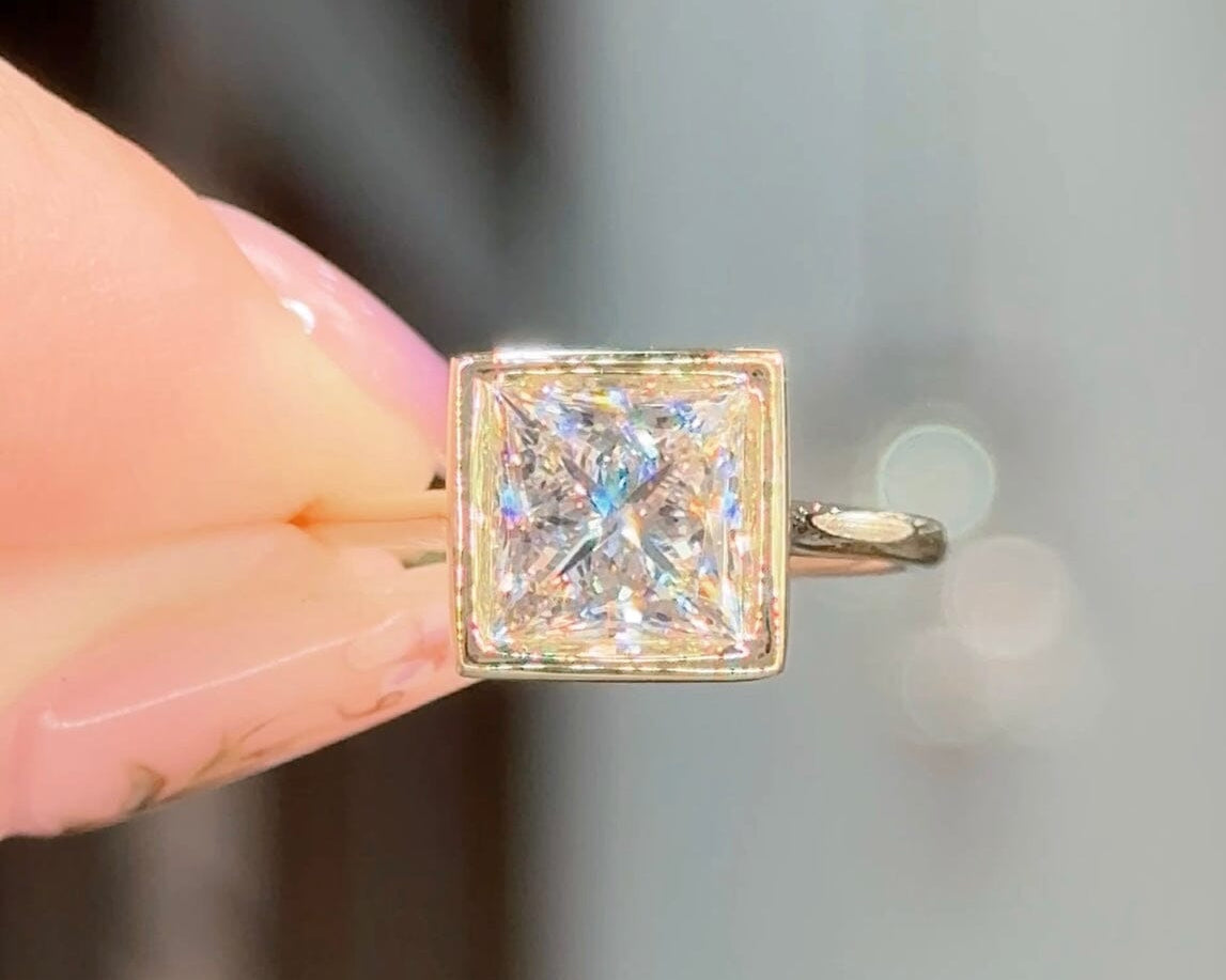 2.09ct F-VS1 Princess Lab Diamond Ava Engagement Rings Princess Bride Diamonds 