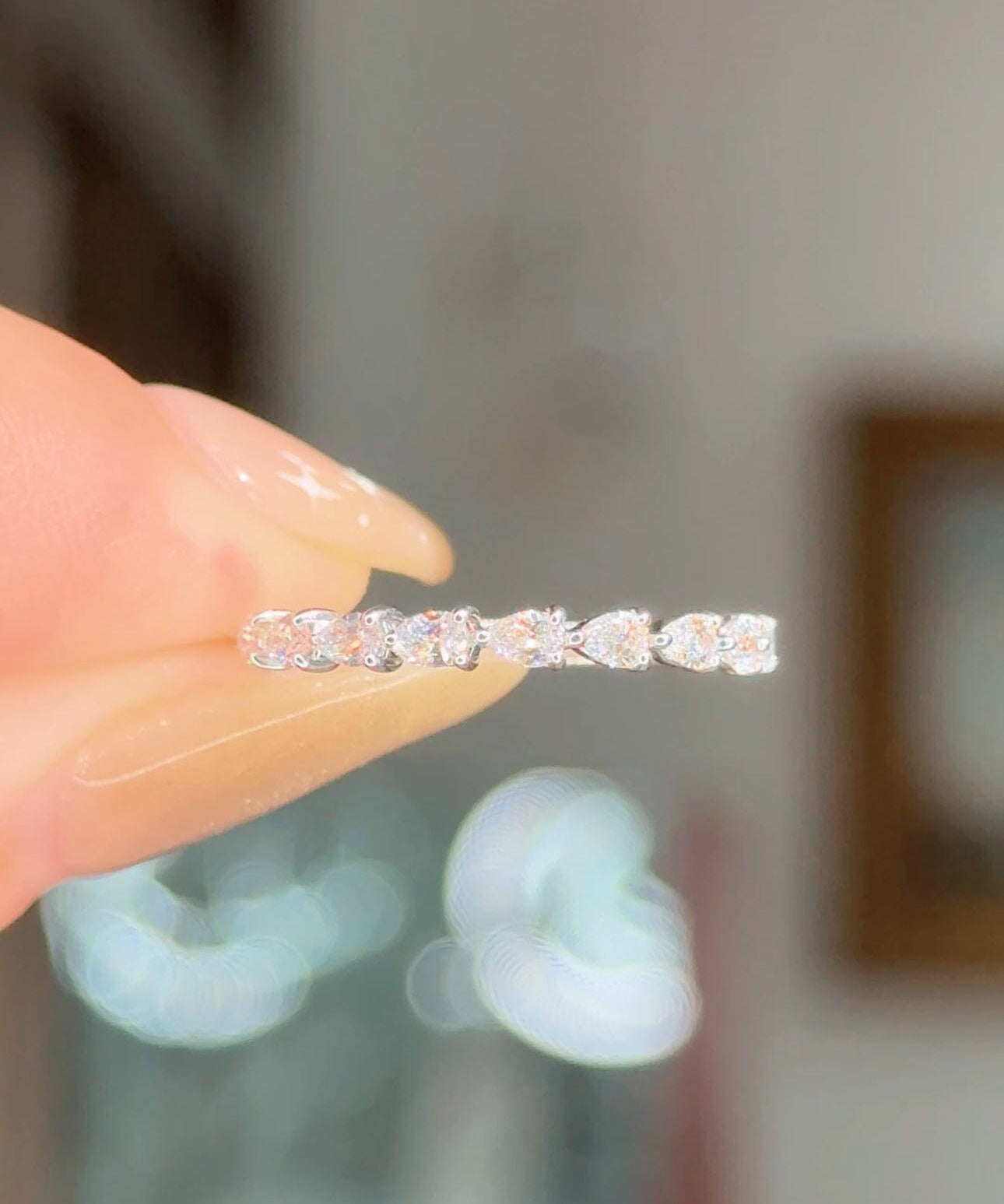 2.0mm East West Pear Lab Diamond Ring 75% Eternity Rings Princess Bride Diamonds 