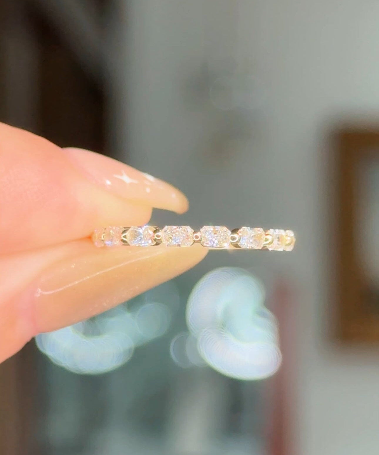 2.0mm East West Radiant Lab Diamond Ring 70% Eternity Rings Princess Bride Diamonds 