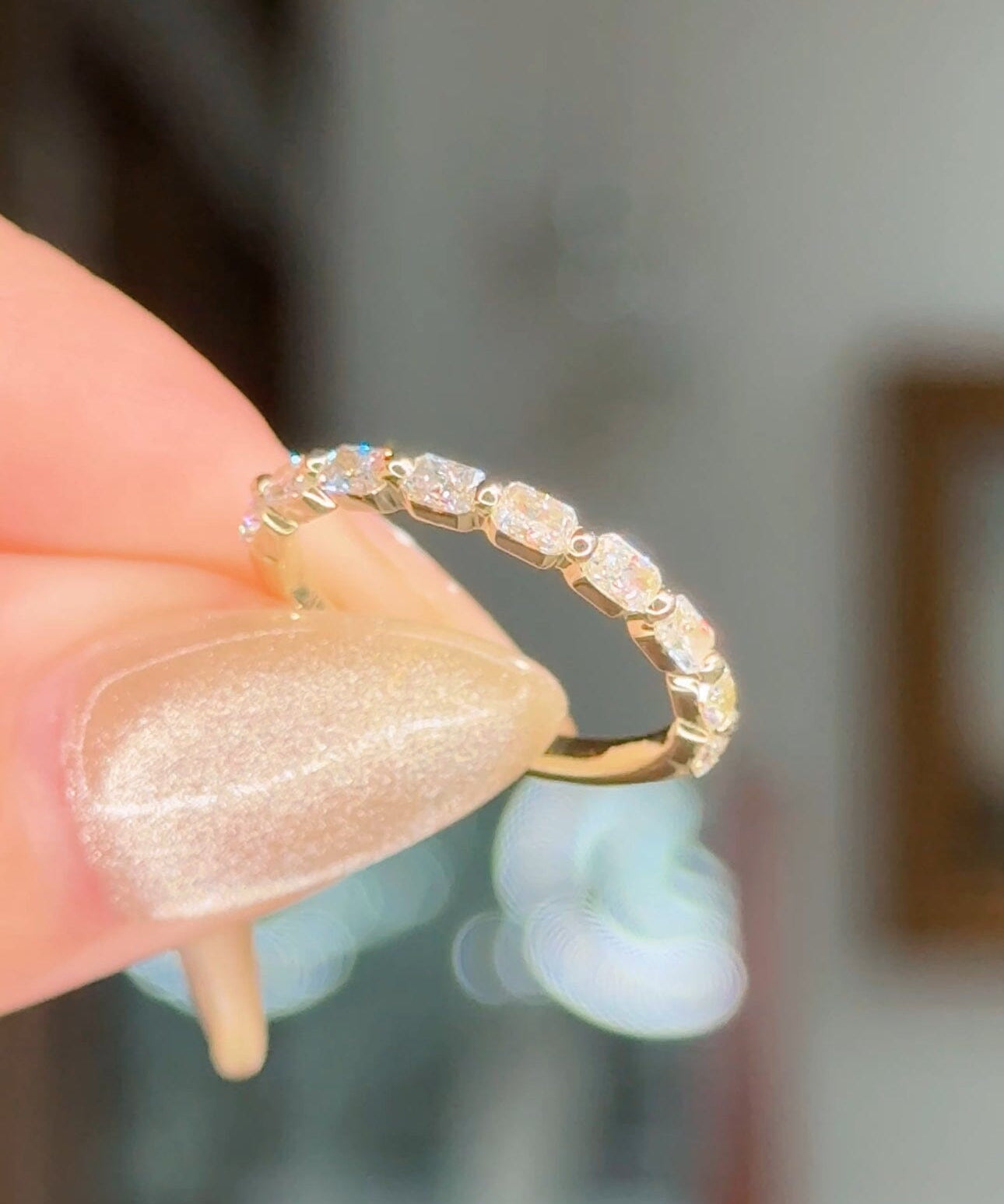2.0mm East West Radiant Lab Diamond Ring 70% Eternity Rings Princess Bride Diamonds 