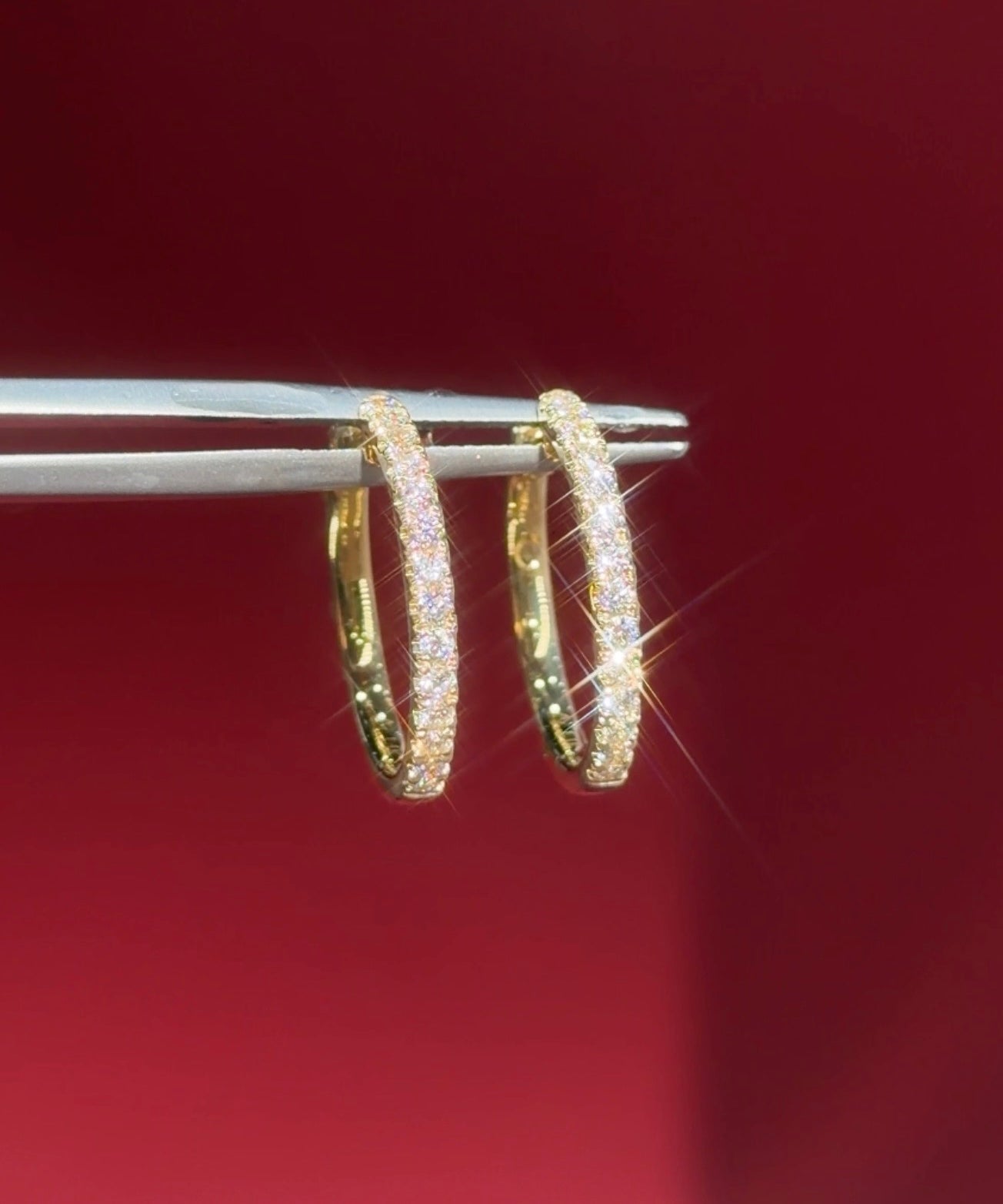 20mm Pavé Hoop Yellow Gold