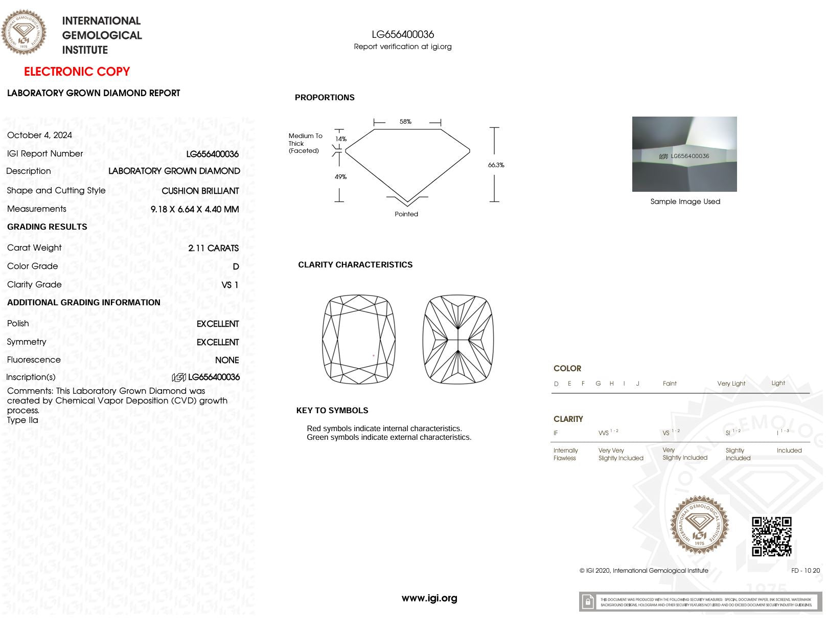 2.11 Carat D-VS1 Elongated Cushion Lab Grown Diamond - IGI (#51292) Loose Diamond Princess Bride Diamonds 