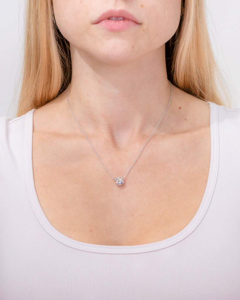 2.11ct D-VS1 Round Lab Diamond Caraline Pendant Necklaces Princess Bride Diamonds 