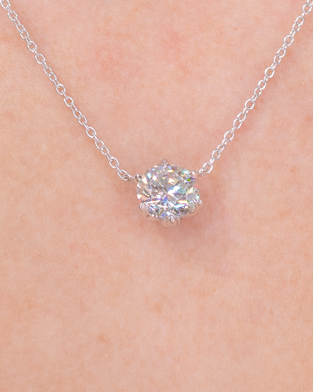 2.11ct D-VS1 Round Lab Diamond Caraline Pendant Necklaces Princess Bride Diamonds 