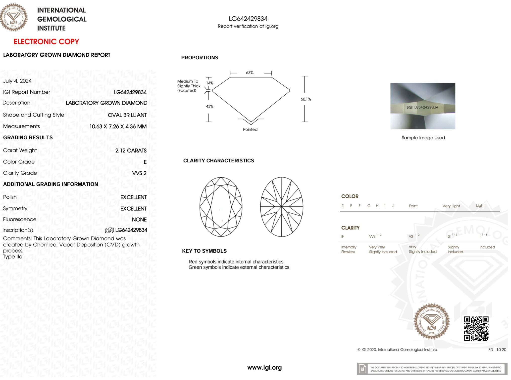 2.12 Carat E-VVS2 Oval Lab Grown Diamond - IGI (#50720) Loose Diamond Princess Bride Diamonds 