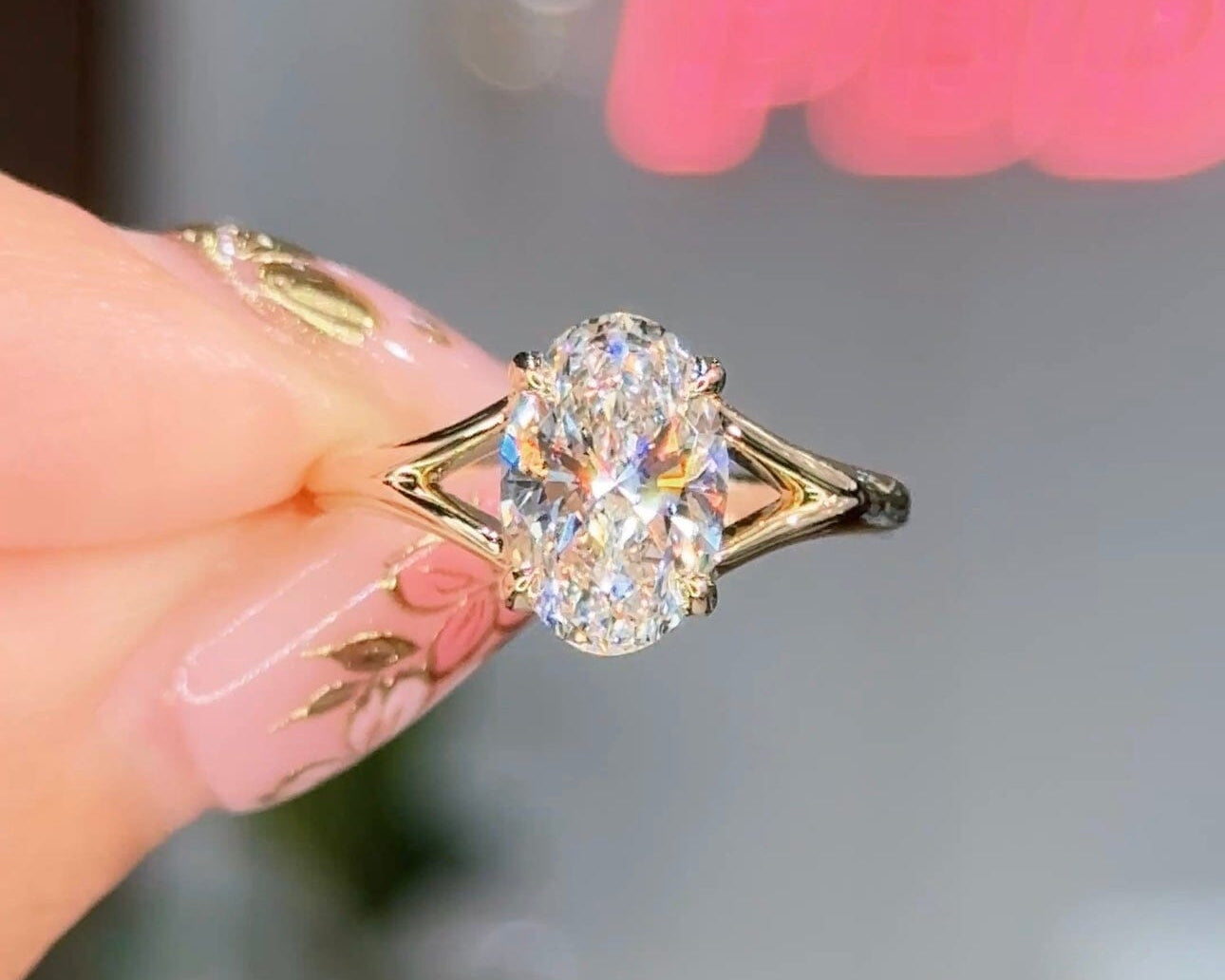 2.14ct E-VS1 Oval Lab Diamond Tanya Engagement Rings Princess Bride Diamonds 