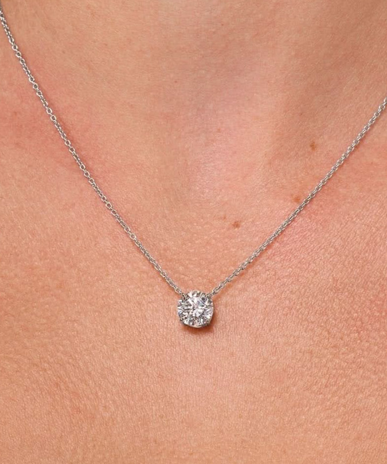 2.14ct F - VS1 Core Round Solitaire Necklace - PBD Necklaces
