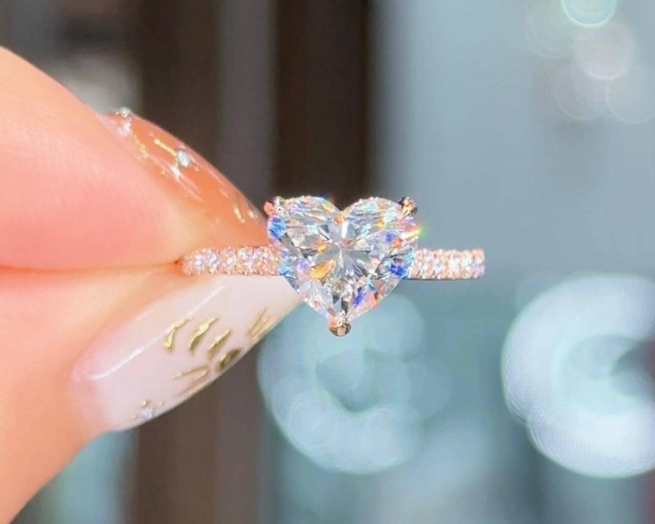 2.16ct E-VVS2 Heart Lab Diamond Jane Engagement Rings Princess Bride Diamonds 
