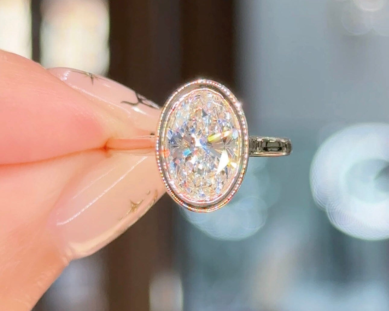 2.18ct E-VS1 Oval Lab Diamond Casey Engagement Rings Princess Bride Diamonds 