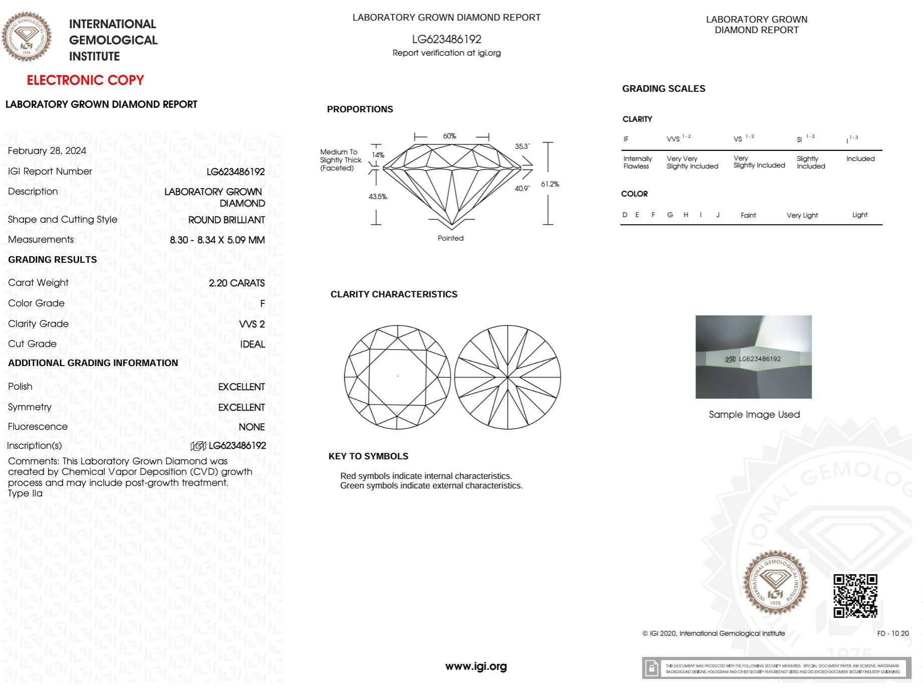 2.20 Carat F-VVS2 Round Lab Grown Diamond - IGI (#49174) Loose Diamond Princess Bride Diamonds 